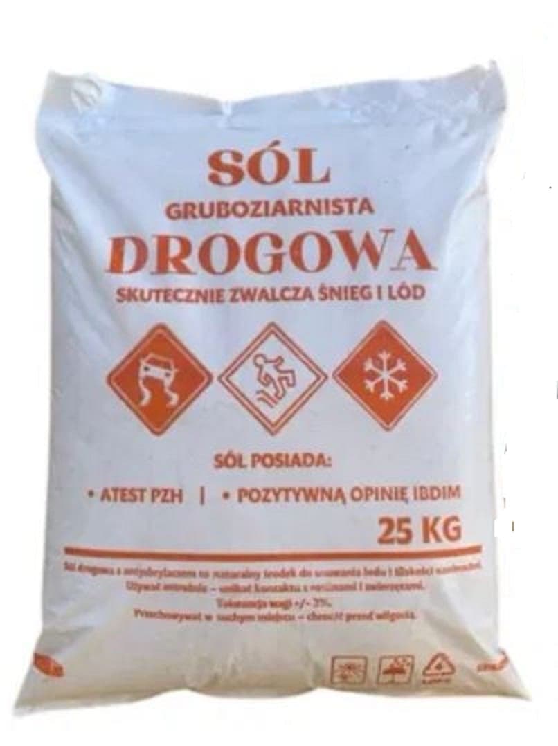 Worek soli drogowej gruboziarnistej 25 kg z atestem PZH i pozytywną opinią IBDiM